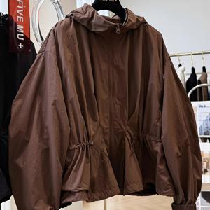 TEMU 디자인이 돋보이는 독특한 드로스트링 후드 여성 가을용 얇은 캐주얼 케이프 재킷 트렌치 코트 트렌디 [NS702]
