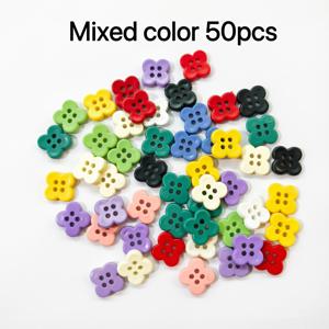 TEMU 50개 12mm 혼합 색상 4엽 꽃 모양 단추 레진 패스너 의류 재봉 스크랩북 가디건 뜨개질 수공예 장식