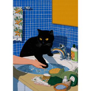 TEMU ZUOANLF 십자수 키트 1세트 - 30X40Cm [11.8X15.7Inch] / 40X50Cm [15.7X19.7Inch], 랜덤 못된 검은 고양이 패턴 십자수 재료 세트, 실 예술 수제 자수 홈 데코 아트 공예용, 패턴, 바늘 및 실 포함