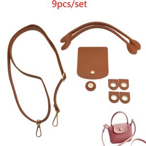 9피스/세트 멀티컬러 마그네틱 잠금식 덤플링 백 PU 가죽 액세서리 세트 (커버, 핸드백 스트랩, 숄더 스트랩 포함) - DIY 핸드메이드 크로셰 가방 재료 및 DIY 지갑 제작용