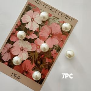 7개 흰색 진주 모양 냉장고 자석 - 창의적인 장식용 자석 스티커, 홈 데코 및 선물용