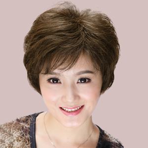 1개 여성용 짧은 곱슬 가발, 사이드 뱅 포함, 패셔너블 엄마 가발, 한국 스타일