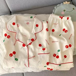 TEMU 여성용 필드 과일 프린트 파자마 세트 | 루즈핏 편안한 반팔 홈웨어 2pcs 세트 | 모든 바디 타입에 적합