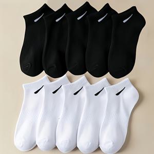 TEMU 10켤레 블랙 앤 화이트 편안한 남녀공용 스포츠 발목 양말, 로우컷 노쇼 양말, 흡습성 및 통기성, 부드럽고 편안함, 비즈니스 캐주얼, 가정복, 스포츠, 칼리지 스타일, 사계절 데일리용, 필수 여행 액세서리