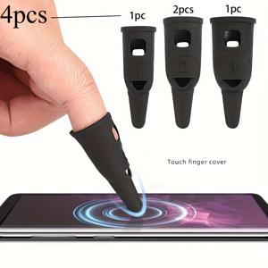 착용형 손가락 끝 펜 4개, 모바일 게임용 초고감도 터치스크린 핑거 코트, iPad, iPhone 및 태블릿용 부드러운 땀 방지 캡 1세트