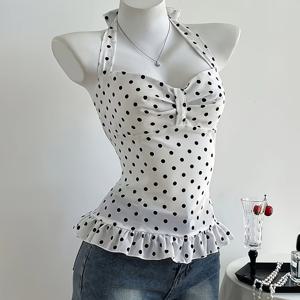 TEMU 새로운 봄/여름 스타일, 여성용 세련되고 우아한 폴카 도트 프린트 캐미솔, 일상 출퇴근 및 직장용으로 적합, 저녁 데이트에도 좋은 선택