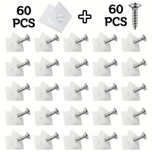TEMU 120/360 플라스틱 브래킷 및 니켈 도금 나사 조합, 다기능 서랍 뒷면 패널 버클 세트, 사계절용 범용 캐비닛 웨지 브래킷 개스킷, 0.6*0.51인치 사양