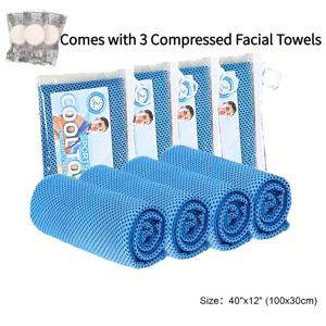 TEMU 7개입 40x12인치(100x30cm) 쿨링 타월 및 일회용 압축 페이스 타월, 부드럽고 통기성 좋은 속건성 스포츠 쿨링 타월, 목과 얼굴용 아이스 찜질 타월, 피트니스 땀 흡수 타월, 헬스장, 요가, , 야외 달리기, 사이클링, 골프, 캠핑용 쿨링 땀 타월