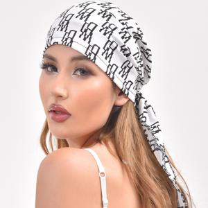 기하학 인쇄 흰색 터번 모자 헤어 캡 부드러운 경량 리본 긴 머리 보닛 통기성 Beanies 액세서리