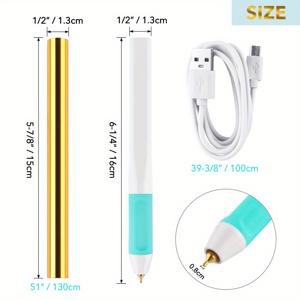 TEMU 0.8mm 팁 열 포일 펜 USB 전원 슬림 핸들 내열 열 활성화 펜 손글씨 캘리그라피 인사말 카드