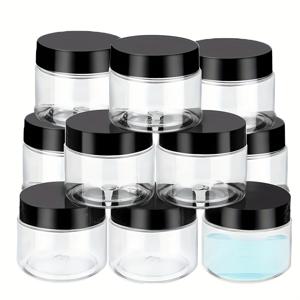 10개 50ml 투명 플라스틱 화장품 용기, 누수 방지 나사 캡 포함 - 여행용, 얼굴 & 바디 크림, 로션 등을 위한 리필 가능 컨테이너 - 넓은 입구, 쉬운 채우기 디자인