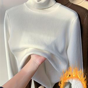 두꺼운 솔리드 스웨터 여성용 겨울 따뜻한 상의 하이넥 베이스 레이어 가을 겨울 안성