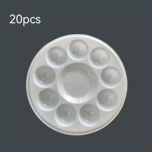 TEMU 20개/세트 전문가용 미술용 화이트 초박형 소프트 페인팅 팔레트 원형 지름 12/15Cm 옵션, 페인팅 혼합에 적합, 세척 용이