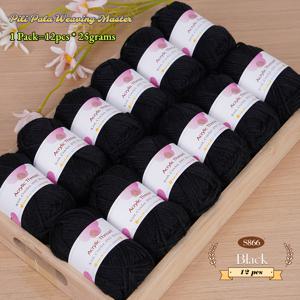 TEMU 아크릴 실 볼 12개 세트, 300g/10.58oz, 부드럽고 편안한 다양한 색상, 4줄로 구성된 손뜨개용 DIY 크로셰 스웨터, 모자, 장갑 및 기타 수공예품용, 각 25g