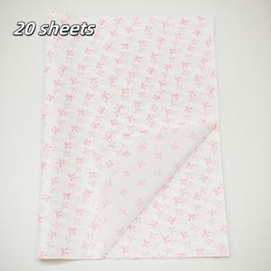 TEMU 20/60매, 핑크 리본 패턴 티슈 페이퍼, 20X14인치, 얇은 종이, 선물 포장, 방습 의류, 레드 와인 포장, 선물 상자 채우기, 약한 물품 보호, 장식용 생일 선물, 발렌타인데이 선물에 적합