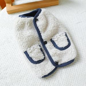 TEMU 네이비 블루 트림 민소매 조끼 - 강아지 자수 디자인 (슈나우저, 비숑프리제, 포메라니안, 테디 소형견용) 캐주얼 가을/겨울 의류