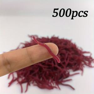 TEMU 500개 레드 웜 루어 3.5cm 리얼리틱 실리콘 인공 레드 웜 지렁이 미끼 잠수 시뮬레이션 루어 낚시용