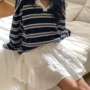 TEMU 스프링 네이비 컬러 블로킹 칼라, 스위트 쿨 스타일 캐주얼 웨어, 스트리트 스타일 및