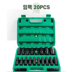 TEMU 임팩 롱 복스알 20pcs 1/2인치 육각소켓 비트 세트