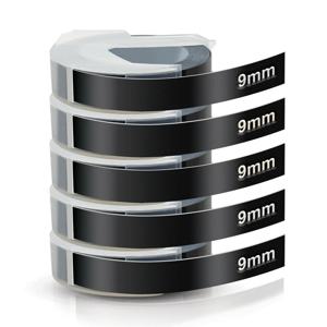 TEMU 5롤 블랙 3D 엠보싱 라벨, 인쇄 라벨, 마킹 테이프, 12965/12966/Organizer / II B90 수동 3D 엠보싱 라벨과 호환되는 엠보싱 라벨 테이프, 비즈니스 및 일상 생활을 위한 라벨링 테이프