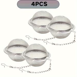 TEMU 4pcs Tea Infuser Stainless Steel Mesh Tea Ball 5.33cm Tea Strainer, Stainless Steel Spi Ball Tea Strainer, Infuser Strainer And Soup Seasoning Separator - Great for Boiling, And Hot Pot
