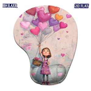 1개 2D 평면 기발한 사랑 테마 손목 받침대 마우스 패드 - 8.98*7.56인치 - 사무실 가정용 인체공학적 지지대, 하트 디자인의 완벽한 선물
