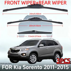 TEMU Kia 쏘렌토 2011년~2015년 모델에 적합한 와이퍼 블레이드, 사이즈 24''+20''+11''-60Cm+50Cm+27.5Cm, 사계절 사용, 오리지널 품질 (3개입)