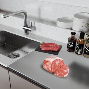 TEMU 1개 초대형 상업 및 가정용 주방 도마. 스테인리스 스틸 식품 준비 표면, 세척 및 보관 용이, 식품 등급 재료, 미끄럼 방지 디자인, 주방 및 레스토랑, 식당 서비스 및 가정용 대형으로 적합