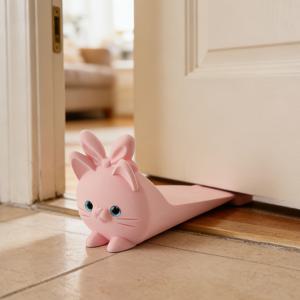 1.3D 프린팅 귀여운 핑크 고양이 도어 스토퍼 토끼 귀 디자인 미끄럼 방지 내마모성 아기 안전 도어스톱, 가정 사무실 부활절 어머니의 날 장식용