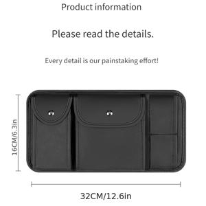 TEMU 자동차 선바이저 정리함 카드 홀더, 다기능 수납, PU 가죽, 다양한 차종에 적합