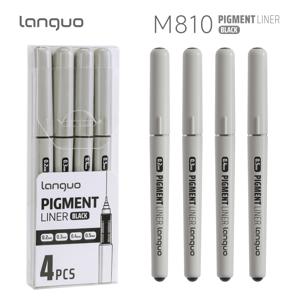 미세 라인 드로잉 펜 4개입 - 수묵펜 세트 - 블랙 스케치 펜, 0.2/0.3/0.4/0.5mm 펜촉 크기, 디테일한 스케치, 앨범, 다이어리, 윤곽선, 미술 작품 수작업에 적합