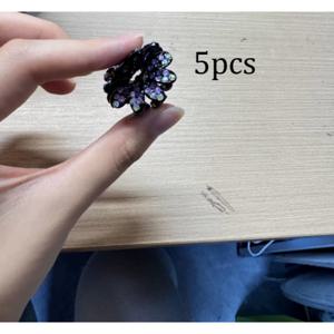 어깨 길이 하프업 헤어스타일용 생선뼈 플라워 풀 사이즈 소형 클로 클립 5개 세트, 3cm X 3cm, 날리는 머릿결용 하프업 샤크 클로 클립, 뒤통수 번 헤어스타일용 신상 고급 여성용 머리핀, 휴일 선물