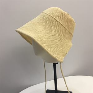 4가지 색상 봄/여름 스트로우 선 햇 여성용 여름 끈 버킷햇 야외 여행 선햇