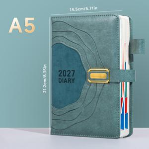 TEMU 4가지 색상 옵션 선택 가능, A5 하드커버 플래너, 2027년 신형 캘린더 로그, 400페이지, 자기 훈련 체크인 - 플래너, 시간 관리 노트, 효율성 향상 스케줄 및 캘린더, 캘린더 및 개인 계획 용품, 하드커버 제본 플래너, 비즈니스 사무용 노트, 목표 체크인 노트, 데일리 플래너