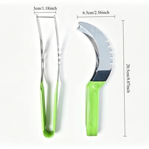 스테인리스 스틸 수박 슬라이서 및 큐브 커터, 빠르고 안전한 멜론 절단 도구, 다용도 과일 샐러드 메이커, 가정용 과일 준비 및 일상 사용을 위한 실용적인 주방 가제트 액세서리