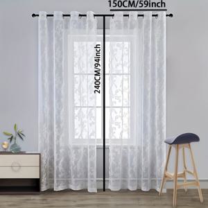 TEMU 1pc 꽃무늬 커튼 레이스 구멍 난 창문 시어 커튼 홈 데코
