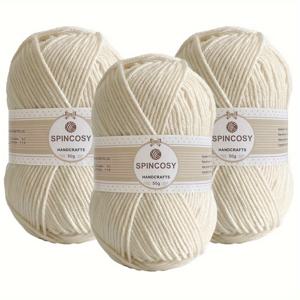 TEMU 아크릴 원사 3개 세트, 50g, 100% 고품질 아크릴, 총 5.3온스/426야드, 부드러운 벌크 코바늘 뜨개실, 다양한 색상 - 화이트, 라이트 베이지, 블루, 레드, 라벤더, 라이트 퍼플, 옐로우, 그레이, 그린, DIY 뜨개질 및 코바늘 프로젝트, 스카프, 모자, 장갑, 담요, 옷, 수공예품에 적합