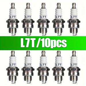 10개입 고품질 L7T 스파크 플러그, 2행정 가솔린 전기톱, 잔디 깎이, 가솔린 블로어 내구성 좋은 스파크 플러그, 고품질 엔진 점화기, 정원 도구, 잔디 깎이 부품을 위한 안정적인 액세서리
