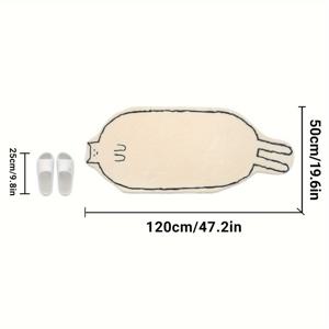 1개 푹신한 플러시 스틱 피규어 고양이 프린트 러그, 타원형 침대 옆 러그 - 부드럽고 흡수성 좋은 미끄럼 방지 침실 러그, 침실, 거실 및 소파용 장식 바닥 매트 - 팜하우스 홈 데코, 미적 가구 및 예술 용품