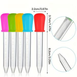 TEMU 6개 액체 피펫 드로퍼 0.17Oz 투명 약물 드로퍼 (볼 헤드 및 청소 브러쉬 포함), 사탕 몰드, 젤리 곰돌이, 접착제 제조사, 석유 과학 및 수공예 프로젝트에 적합, 색상 랜덤