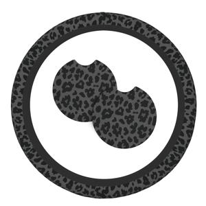 남녀 공용 블랙 프린트 핸들 커버, 자동차 코스터 2개 포함, -15인치 귀여운 미끄럼 방지 핸들 액세서리, 범용 호환