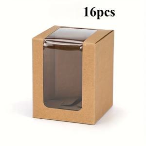 TEMU 그녀/남자를 위한 선물 16개 크라프트 종이 투명 창문 선물 상자, 선물, 사탕, 피규어, 결혼식, 졸업식 선물 상자, 크리스마스, 할로윈