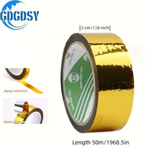 TEMU GDGDSY 골드 포일 와시 테이프 50m - 스크랩북, DIY 공예, 선물 포장용 고품질 플라스틱 소재 & 메탈릭 금색 마감 반사 표면 접착 테이프, 내구성 있는 자체 접착 스타킹
