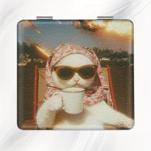 레트로 귀족 아기 고양이, 데일리 휴대용 양면 메이크업 거울, 휴대용 플립형 리터치 거울, 접이식 백팩 거울, 데일리, 휴일, 생일, 크리스마스, 새해, 추수감사절, 발렌타인데이, 부활절 선물, 자매 선물용