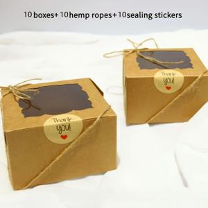 TEMU 30개 세트 우아한 창문 선물 포장 박스, 10박스 + 10스티커 + 10끈, 플립 스타일 DIY 선물 포장, 결혼식, 생일, 크리스마스, 추수감사절, 발렌타인데이, 어머니날에 적합
