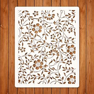 TEMU 30.48X40.64Cm 플로럴 바이너 스텐실 - DIY 벽 예술, 간판, 홈 , 가구 페인팅, 정원 공예를 위한 아름다운 장미와 잎 패턴, 재사용 가능한 식물 템플릿
