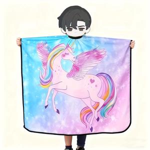 TEMU 유니콘 프린트가 있는 전문가용 헤어 커팅 케이프, 조절 가능한 칼라, 헤어 살롱을 위한 특별히 디자인된 패셔너블 컷