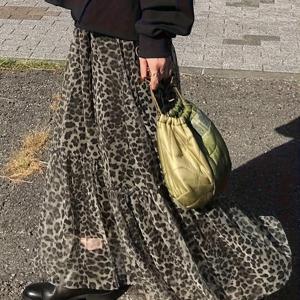 TEMU 허리밴드가 있는 우아한 여성용 롱 스커트, 투명 프린트 러플, 캐주얼하고 활용도 높은 메쉬 패치워크, 안감 포함 - 하지일식