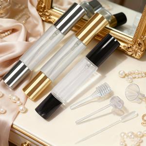 6개 투명 유리 양방향 향수 스프레이 병 세트 - 리필 가능 여행용 화장품 및 향수 분무기, 10ml 양방향 듀얼 롤러볼 향수 스프레이 병 2개 및 향수 리필 도구 키트 4개 포함, 누수 방지 디자인