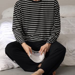 TEMU 2pcs 세트 남성용 긴팔 봄 가을 신상 홈웨어 십대 플러스 사이즈 루즈핏 의상